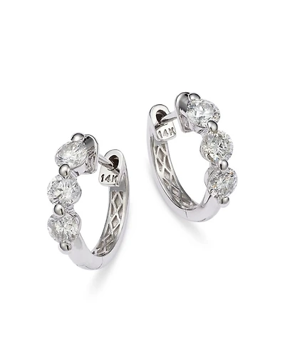 Diamond Hoop Earrings 14K White Gold, 0.5-1.5 tcw