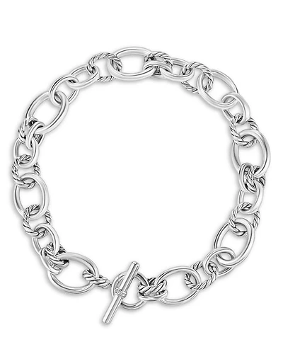 Sterling Silver DY Mercer Diamond Polished Link Collar Necklace