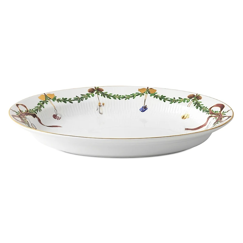 Royal Copenhagen Star Fluted Oval Christmas Dish