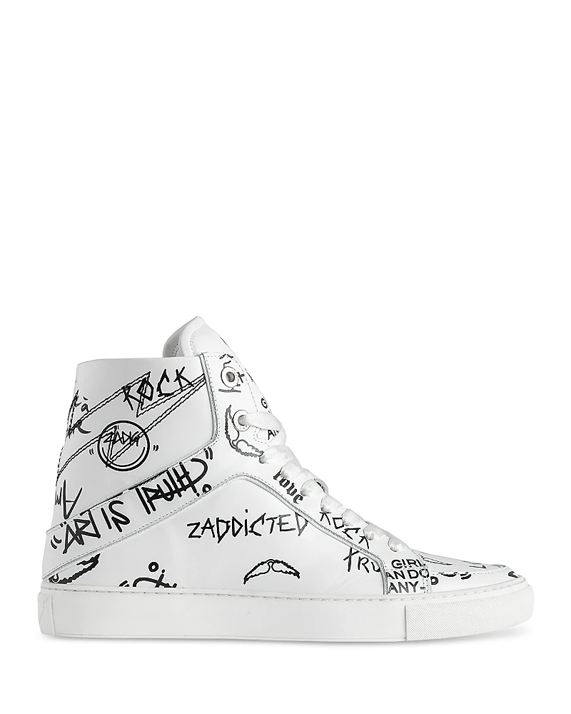 Zadig & Voltaire Women's High Flash Graffiti Print Top Sneakers