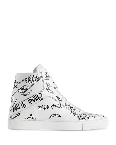 Zadig & Voltaire Women's High Flash Graffiti Print Top Sneakers