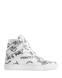 Zadig & Voltaire Women's High Flash Graffiti Print Top Sneakers