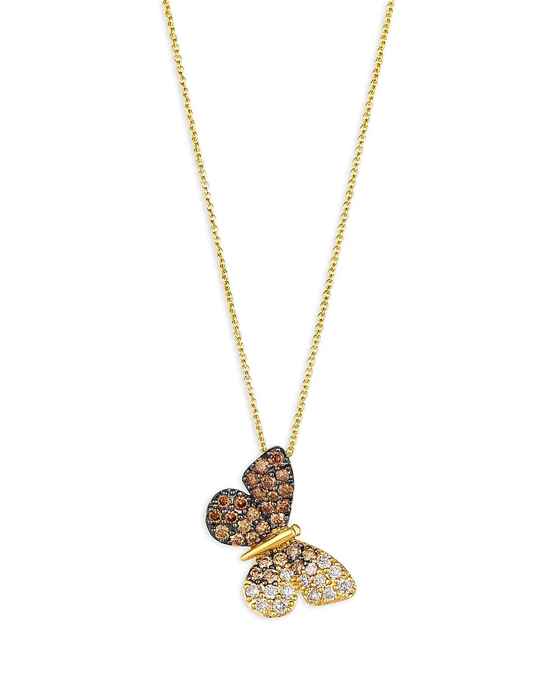 Bloomingdale's Fine Collection Brown & Champagne Diamond Butterfly Pendant Necklace