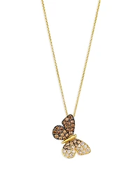 Bloomingdale's Fine Collection Brown & Champagne Diamond Butterfly Pendant Necklace