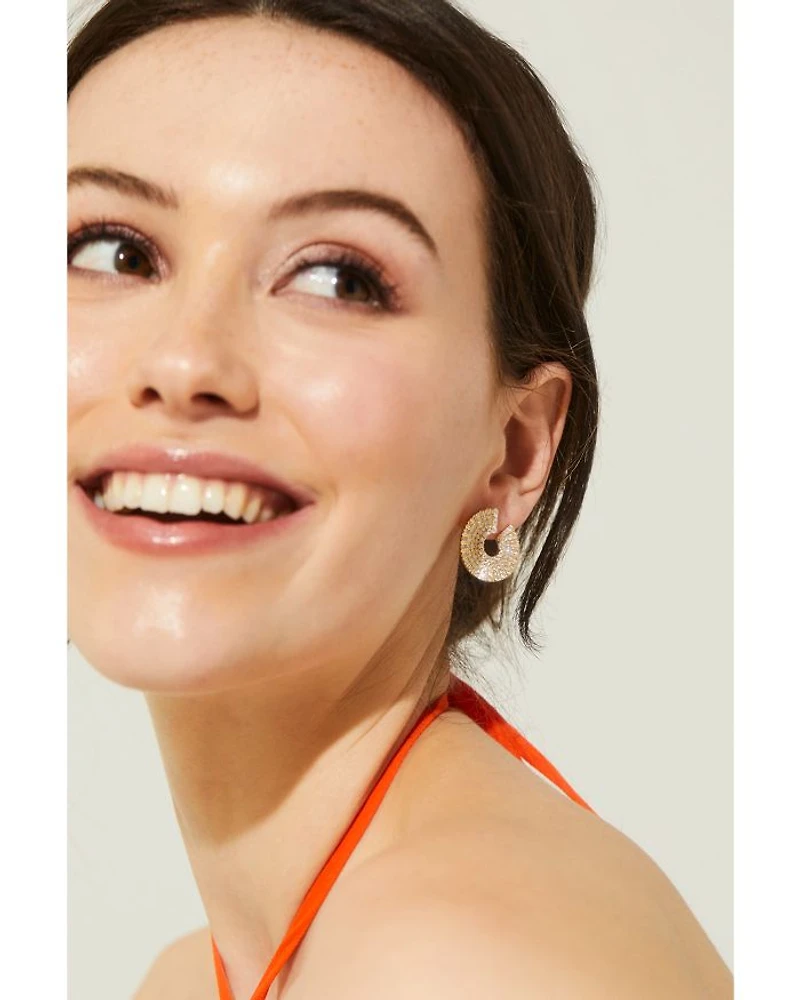 Disco Front to Back Hoop Earrings in 18K Gold Plated or Rhodium Plated