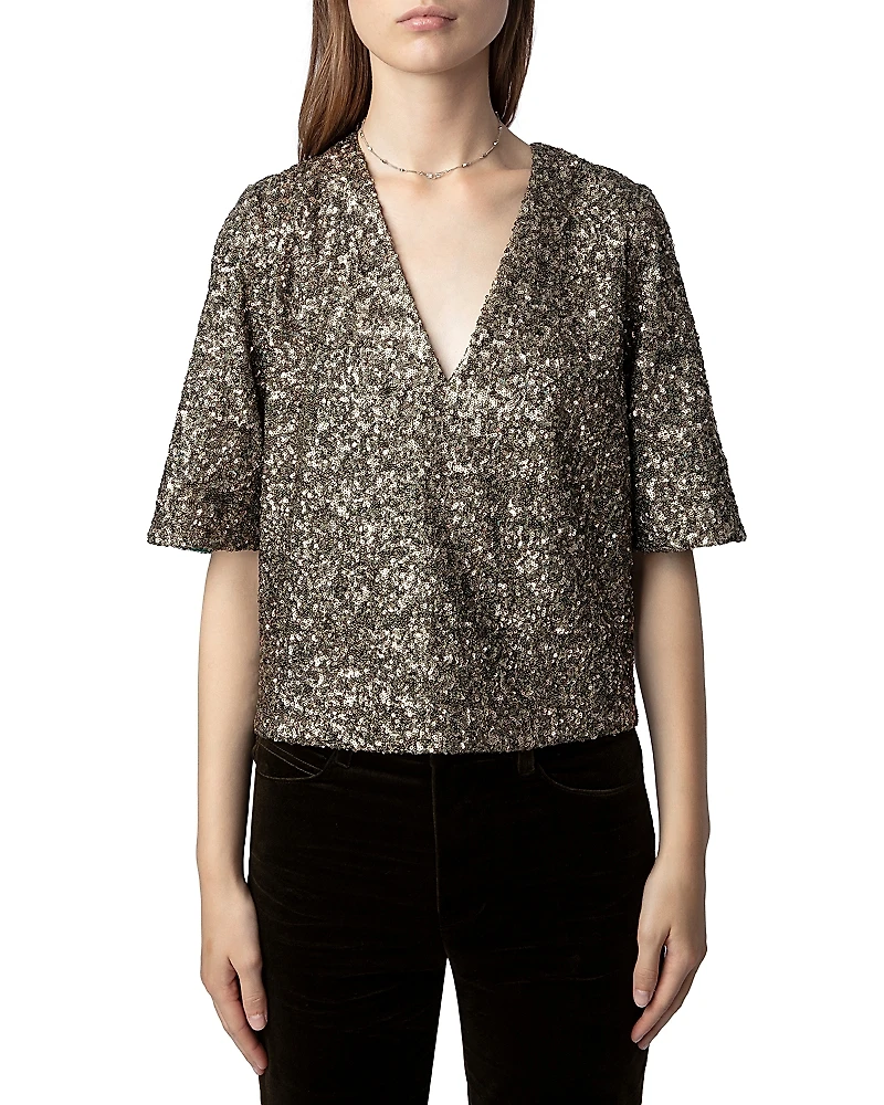 Zadig & Voltaire Tytane Sequin Top