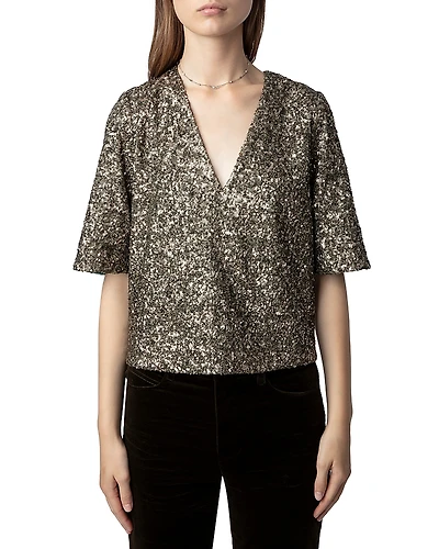 Zadig & Voltaire Tytane Sequin Top