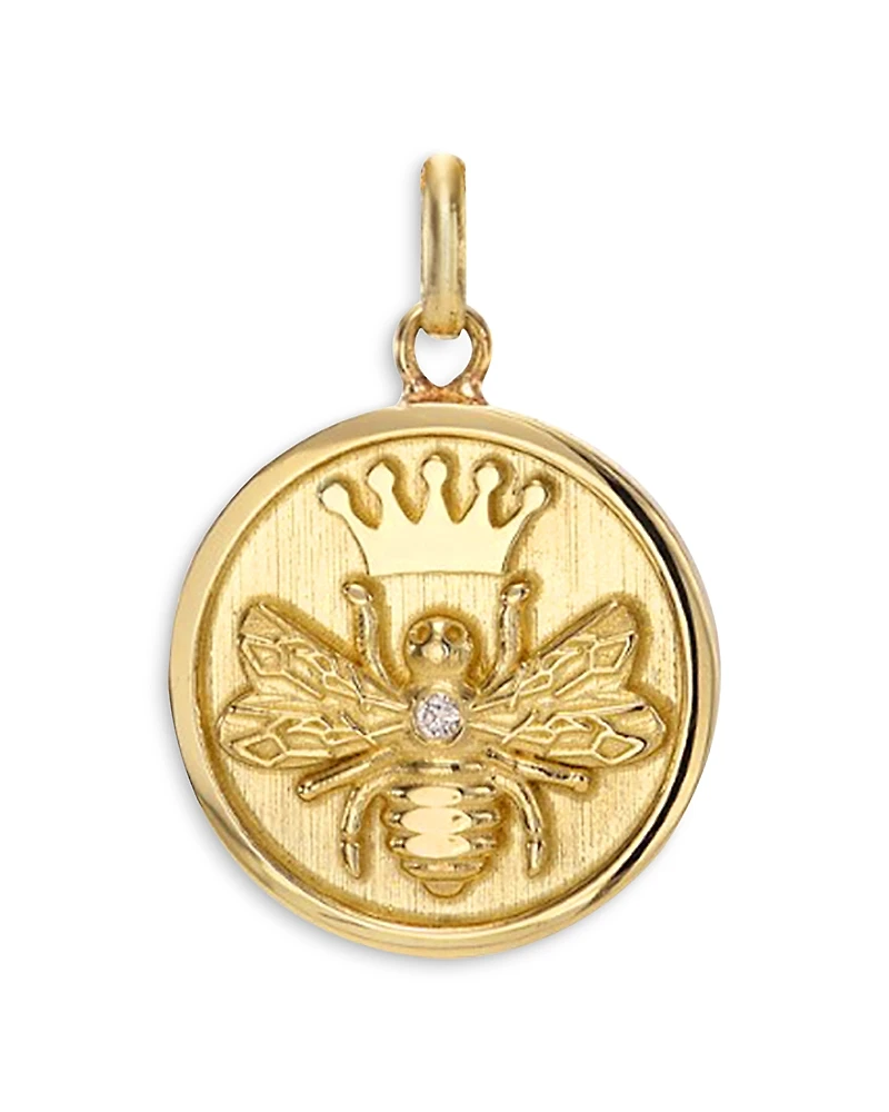 Zoe Lev 14K Yellow Gold Diamond Queen Bee Medallion Pendant