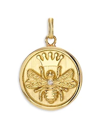 Zoe Lev 14K Yellow Gold Diamond Queen Bee Medallion Pendant