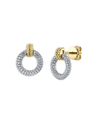 Moon & Meadow 14K Two Tone Gold Diamond Circle Stud Earrings