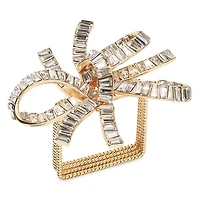 Jeweled Bow Napkin Ring in Gold & Crystal, Set of 4 in a Gift Box