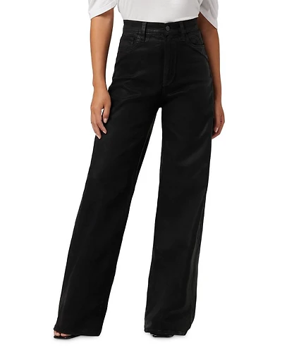 The Mia Petite High Rise Wide Leg Coated Jeans Black