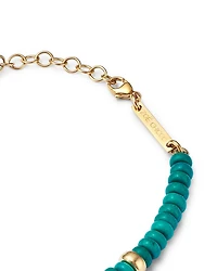 14K Yellow Gold Gemstone Beads Turquoise Rondelle Link Bracelet