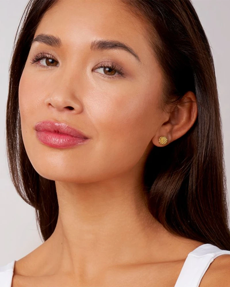 Caviar Gold Collection 18K Gold Stud Earrings