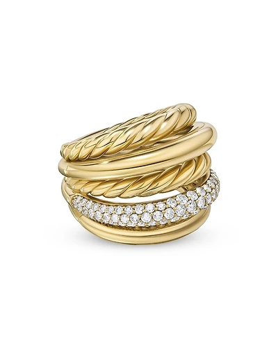 DY Mercer Multi Row Ring in 18K Yellow Gold with Diamonds, 21mm