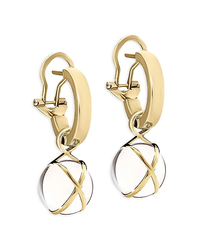 L. Klein 18K Yellow Gold Prisma Black Agate Crossover Dangle Hoop Drop Earrings
