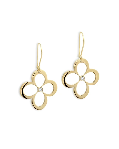 L. Klein 18K Yellow Gold Fiore Diamond Openwork Flower Drop Earrings