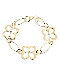 L. Klein 18K Yellow Gold Fiore Diamond Openwork Flower Link Bracelet