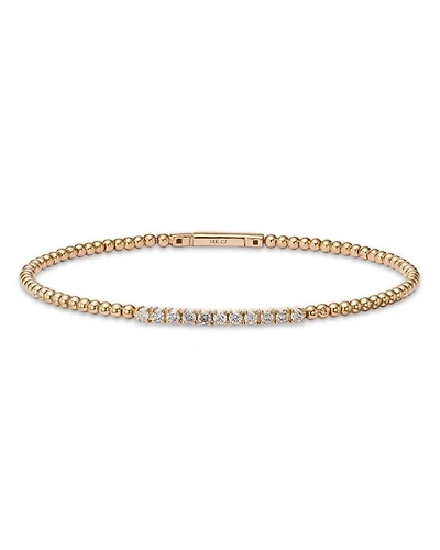 Diamond Station Bangle Bracelet in 14K Yellow Gold, 0.45 tcw