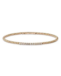 Diamond Station Bangle Bracelet in 14K Yellow Gold, 0.45 tcw