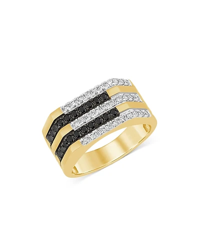 Bloomingdale's Fine Collection Men's Black & White Diamond Multirow Ring