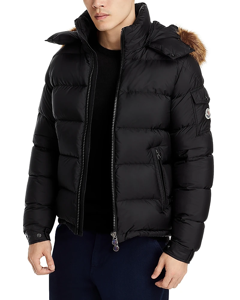 Moncler Mayaf Faux Fur Trim Hooded Down Puffer Jacket