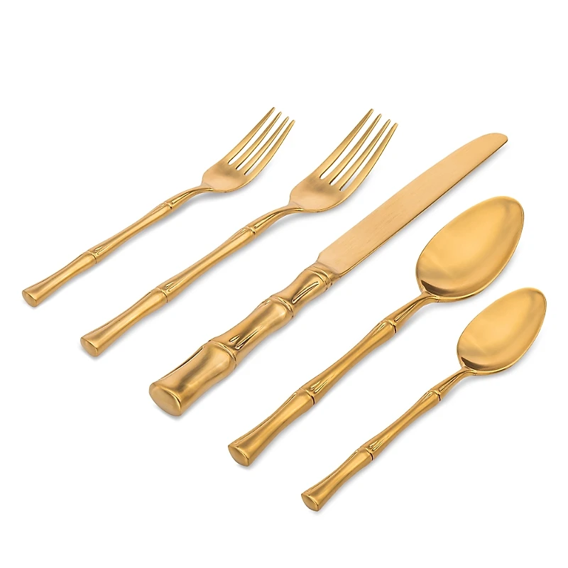 Ricci Argentieri Bamboo Gold Stainless Steel 20 Piece Dining Set