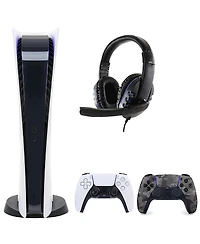 Sony PS5 Digital Console with Extra Gray Camo Dualsense Controller and Universal Headset