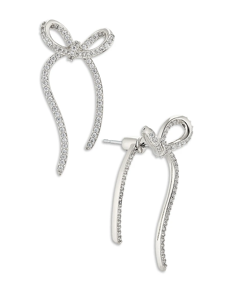 Nadri Pave Bow Front to Back Earrings