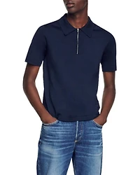 Knitted Polo Shirt with Zip Collar