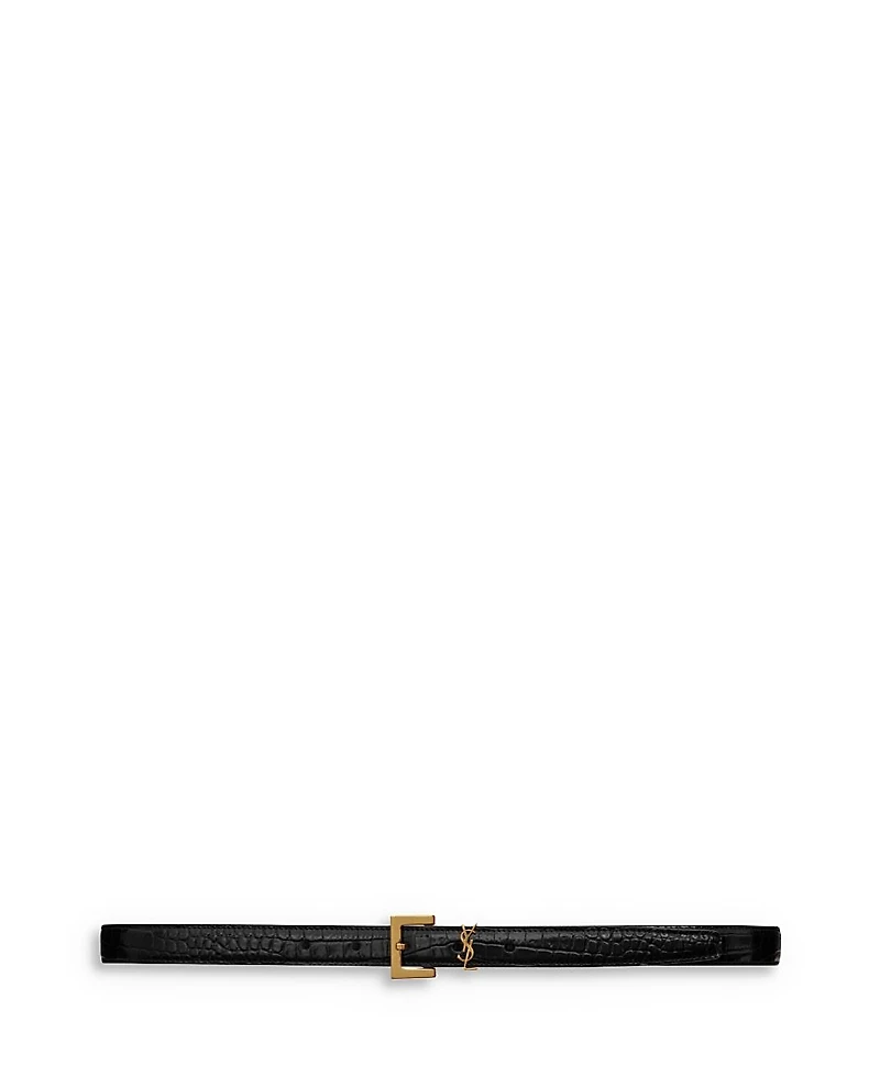 Saint Laurent Cassandre Thin Belt with Square Buckle