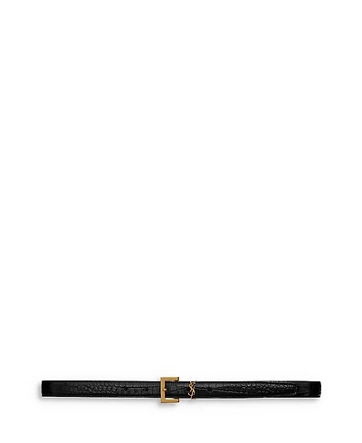 Saint Laurent Cassandre Thin Belt with Square Buckle
