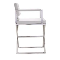 Director Performance Vegan Leather and Stainless Steel Counter Stool in White