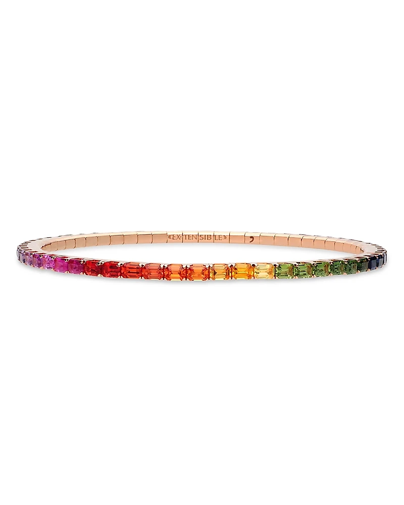 Extensible Rainbow Sapphire Stretch Tennis Bracelet