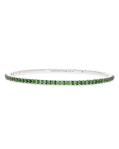 Extensible 18K White Gold Tsavorite Stretch Tennis Bracelet