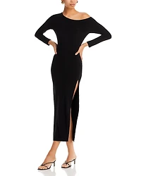 Norma Kamali Asymmetric Side Slit Midi Dress