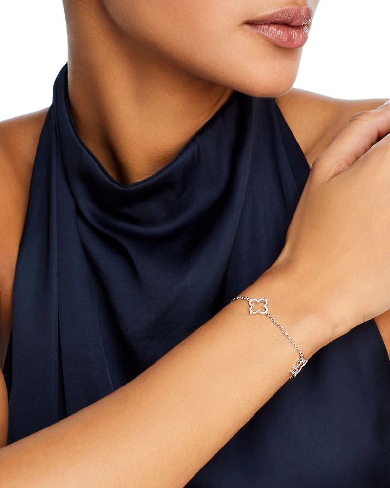 Diamond Clover Station Collection Bracelet 14K Gold, 0.38 tcw