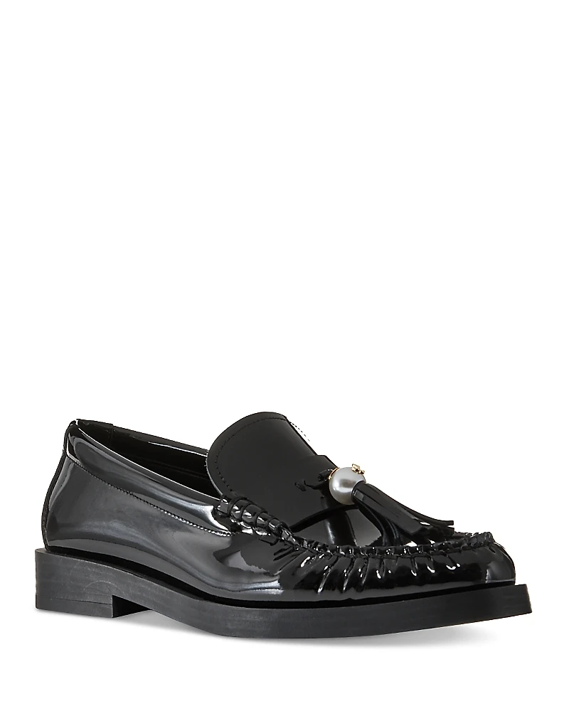 Jimmy Choo Women's Addie Patent Leather Imitation Pearl Tassel Loafers