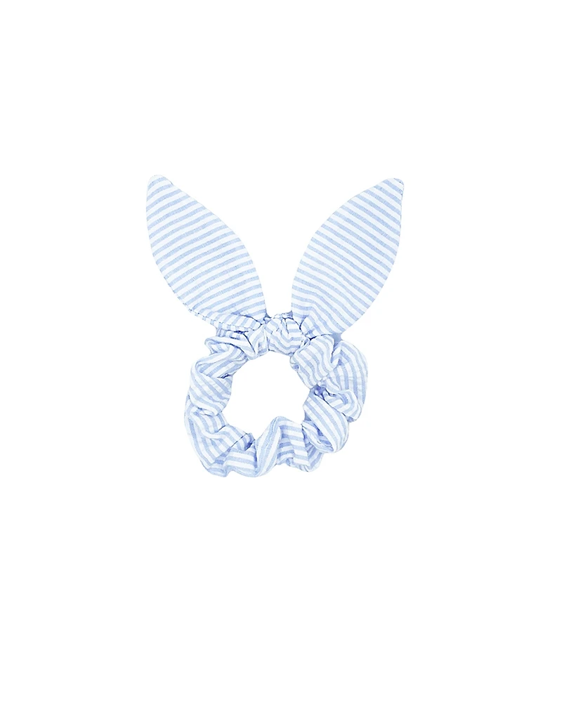 Bits & Bows Girls' Birdie Blue Seersucker Bow Scrunchie - Little Kid, Big Kid