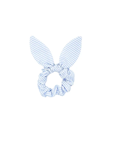 Bits & Bows Girls' Birdie Blue Seersucker Bow Scrunchie - Little Kid, Big Kid