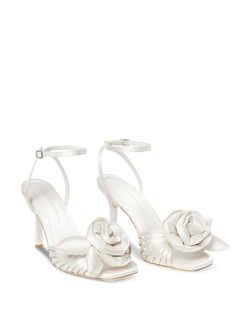Women's Rey Square Toe Rosettes High Heel Sandals