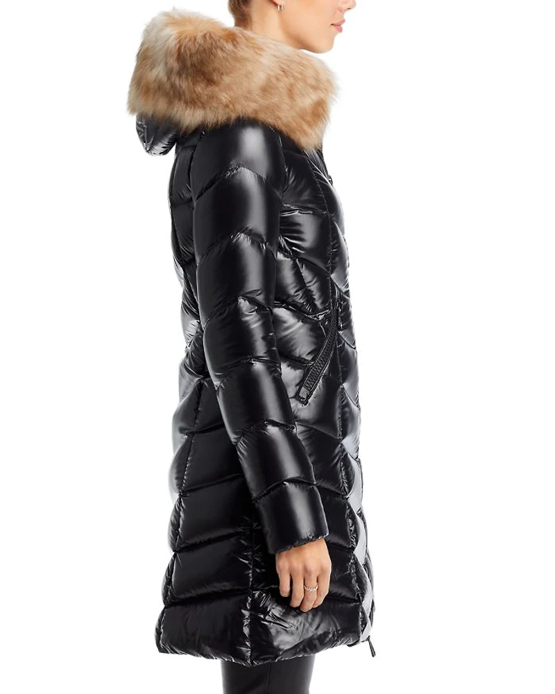 Marre Down Puffer Coat with Shearling Trim
