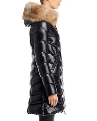 Marre Down Puffer Coat with Shearling Trim