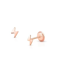 Girls' 14K Gold Lightning Bolt Studs Screw Back Earrings - Children