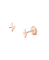 Tiny Blessings Girls' 14K Gold Lightning Bolt Studs Screw Back Earrings - Children