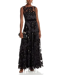 Flocked Tulle Gown
