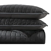Vera Wang Diamond Velvet Black Quilt Set