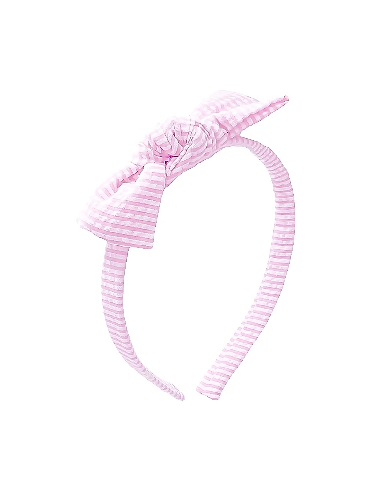 Bits & Bows Girls' Palmer Pink Seersucker Bow Headband - Little Kid, Big Kid
