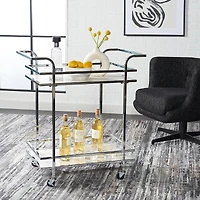 Safavieh Lameris 2 Tier Chrome Bar Cart with Handles