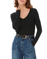Whistles Essential Ribbed V Neck Top